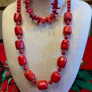 CORAL NECKLACE AND BRACELET